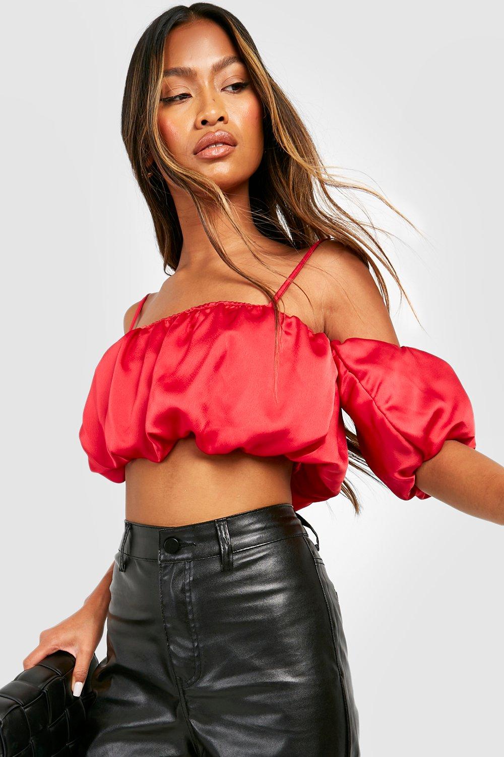 Red satin best sale bandeau top