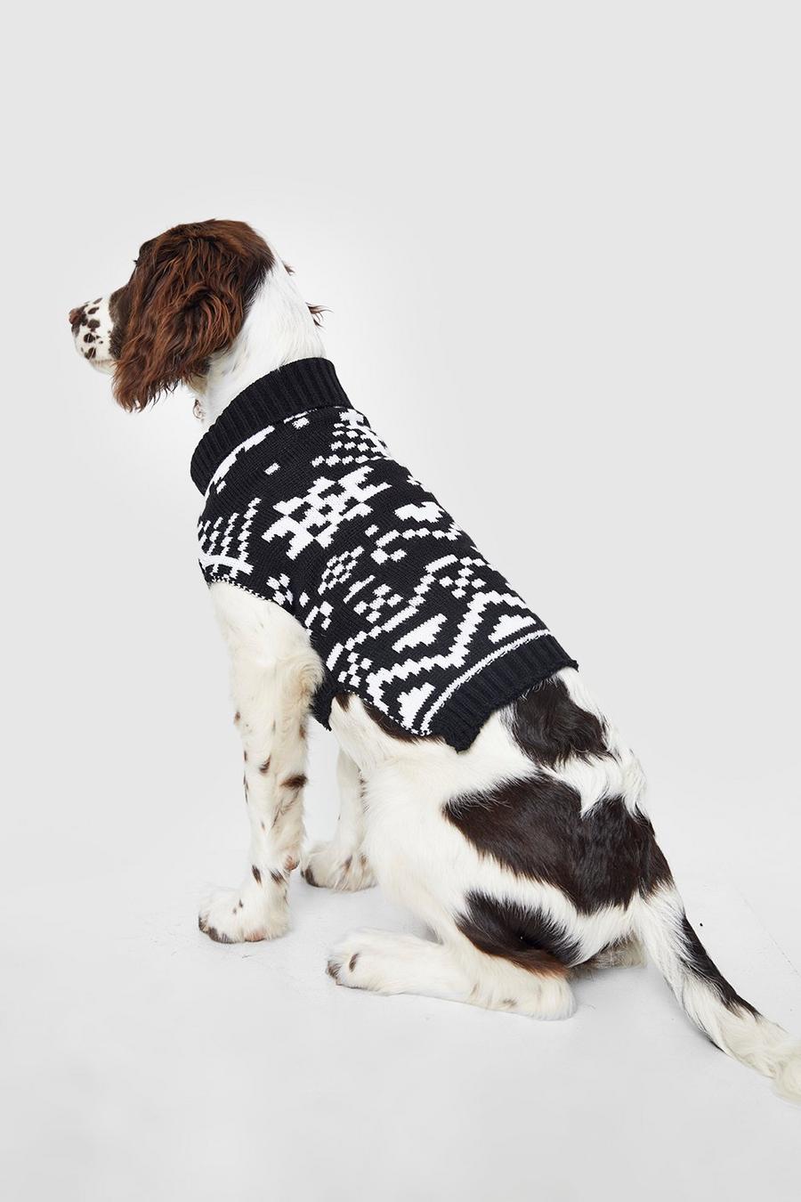 Maglione natalizio per cani con motivi Fairisle, Black image number 1