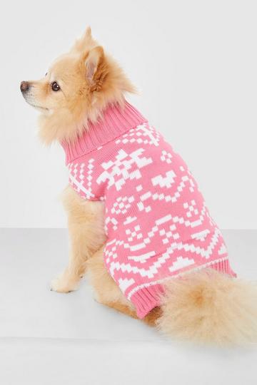 Fairisle Christmas Dog Sweater pink