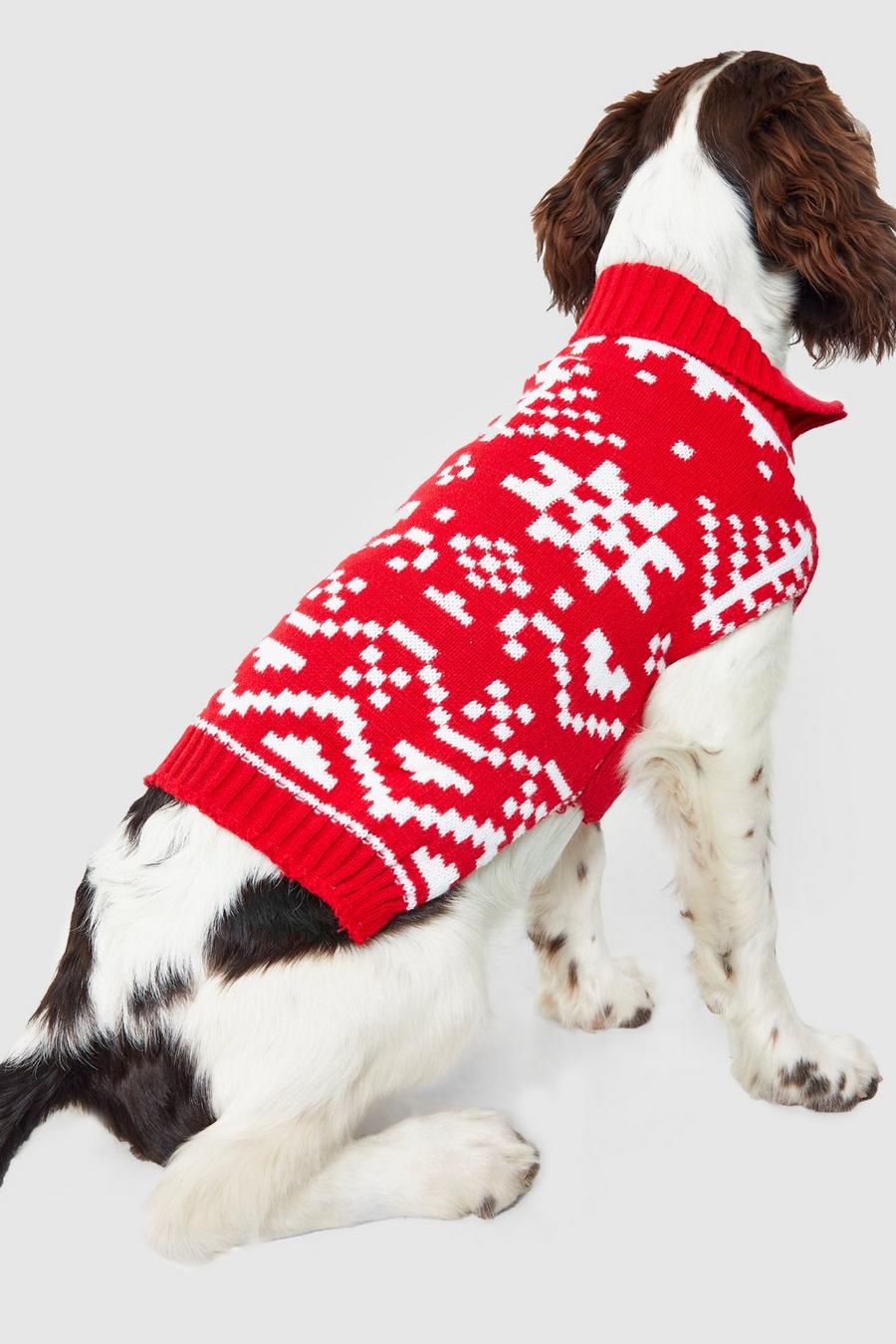 Red Fairisle Christmas Dog Jumper image number 1