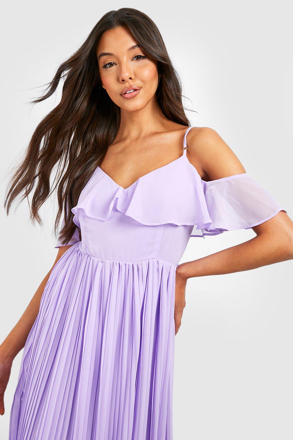 Lavender cold store shoulder dress