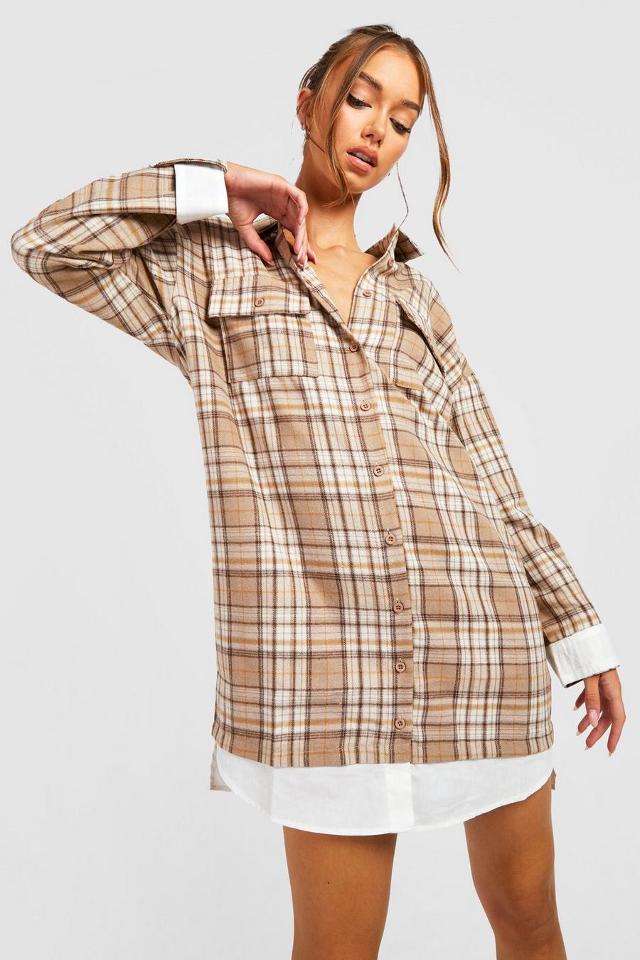 Stone 2 In 1 Checked Shirt Dress image number 1