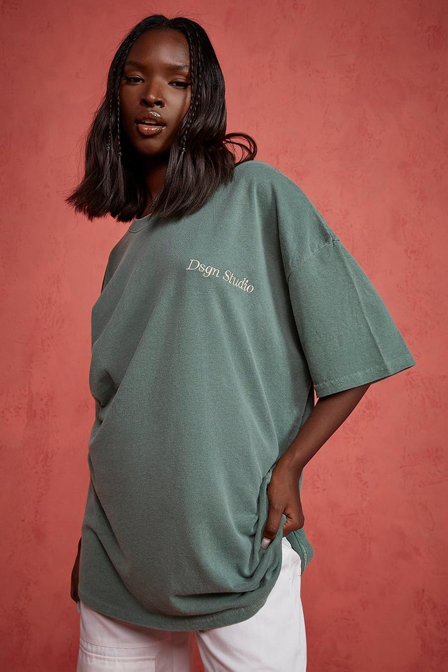 Green Dsgn Studio Embroidered Oversized T-shirt image number 1