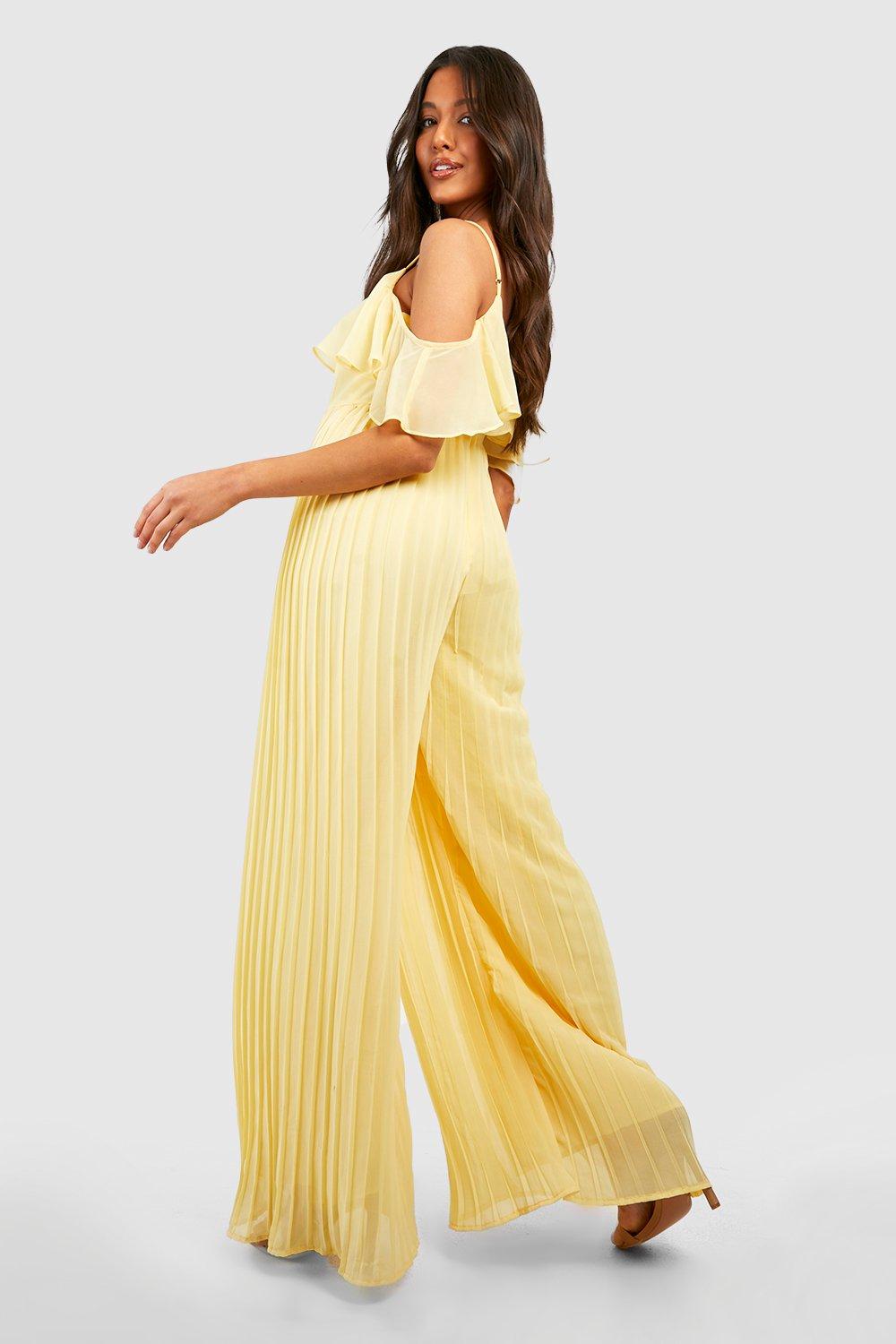 Yellow hot sale chiffon jumpsuit