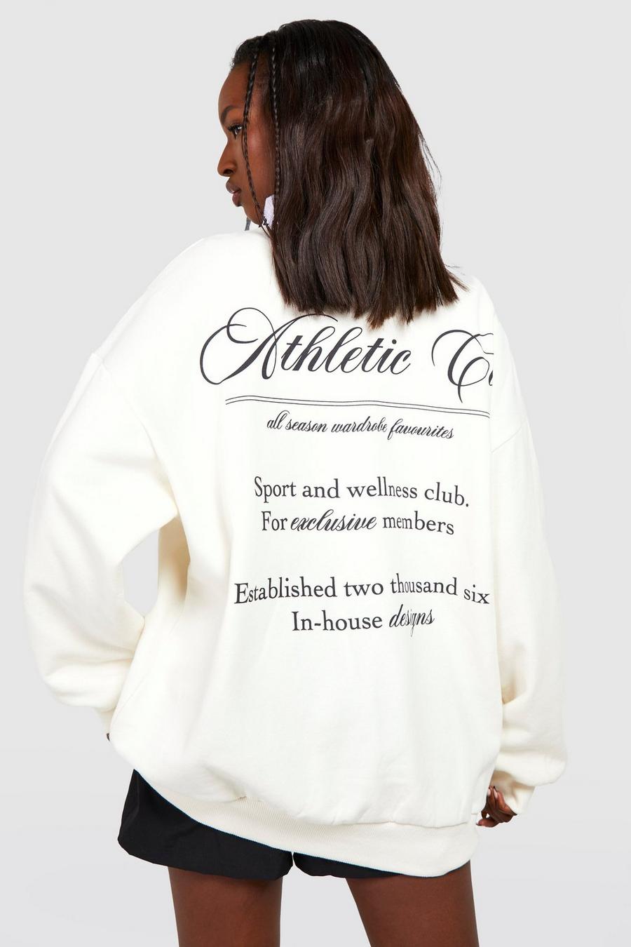Oversize Sweatshirt mit Athletic Print, Ecru image number 1