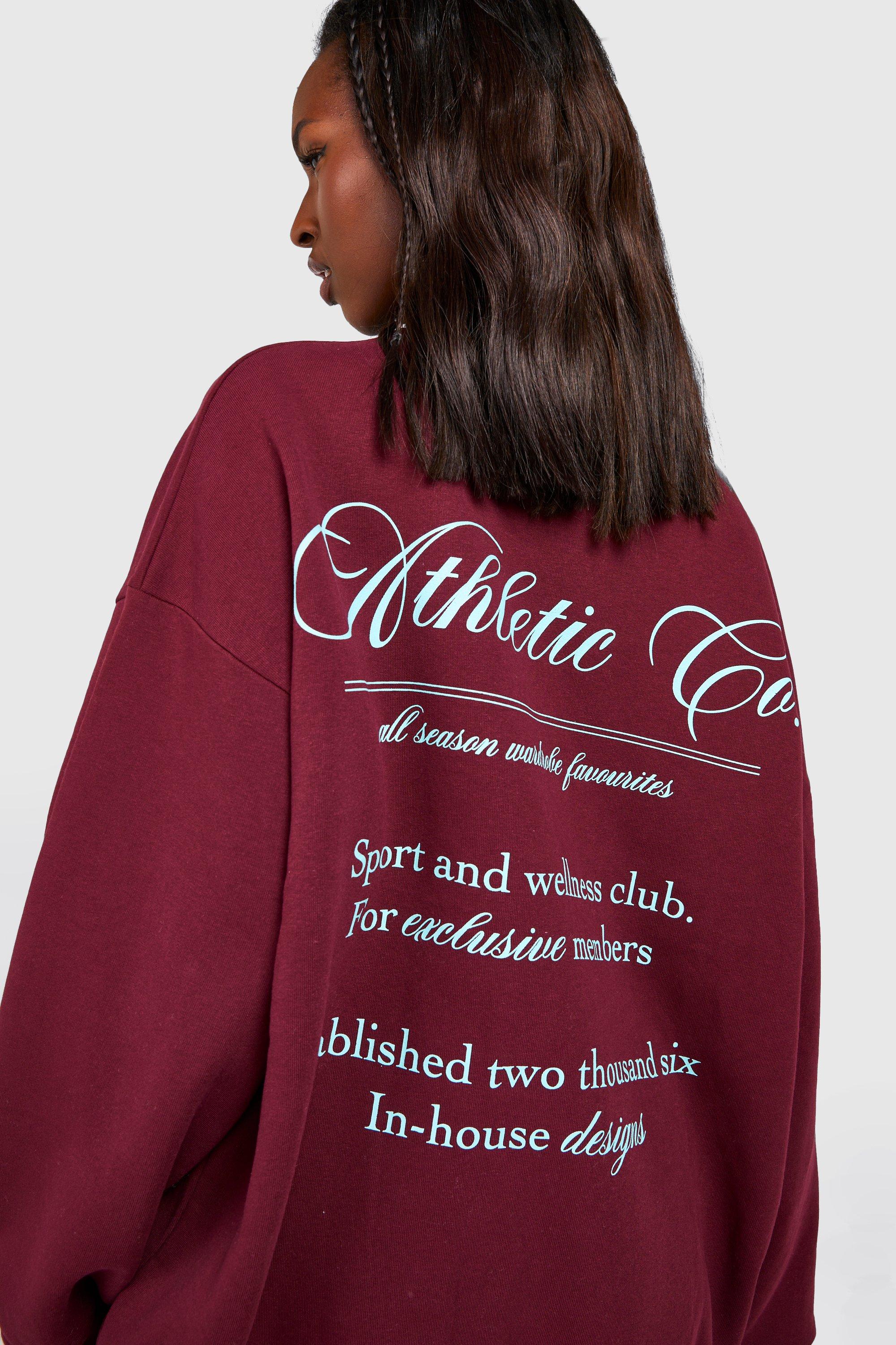 Athletic Back Print Oversized Sweater boohoo