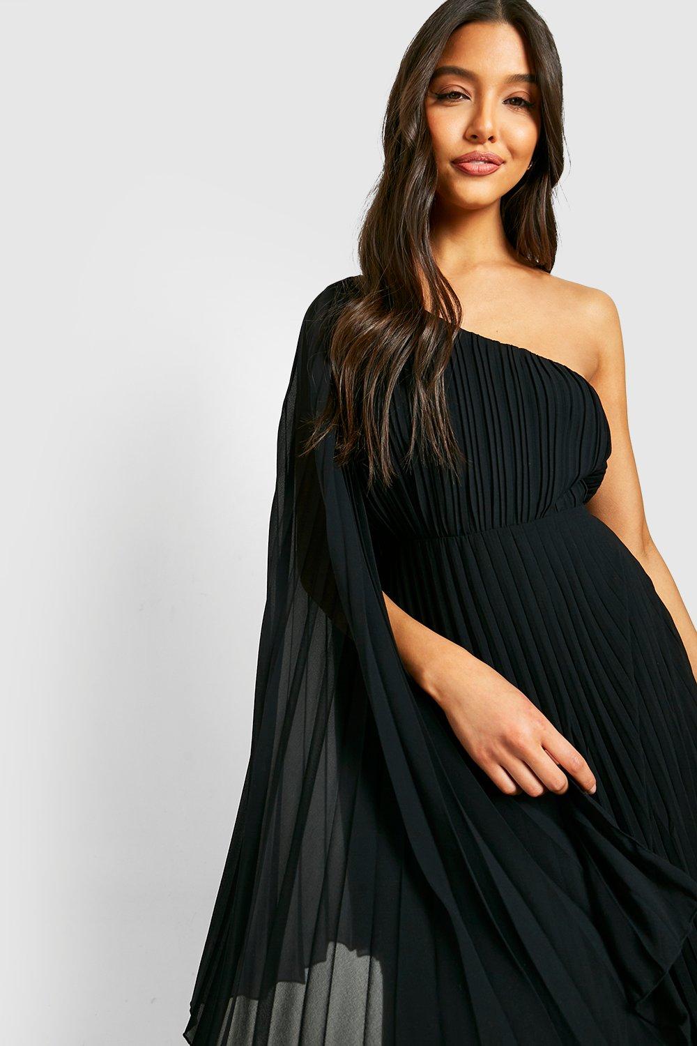 Lipsy one shoulder outlet pleated asymmetric midi dress