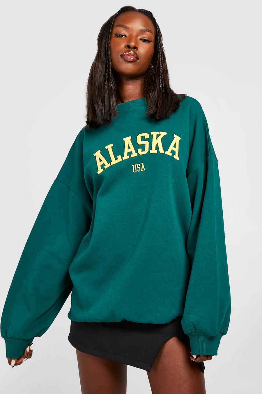 Green Alaska Embroidered Oversized Sweater image number 1