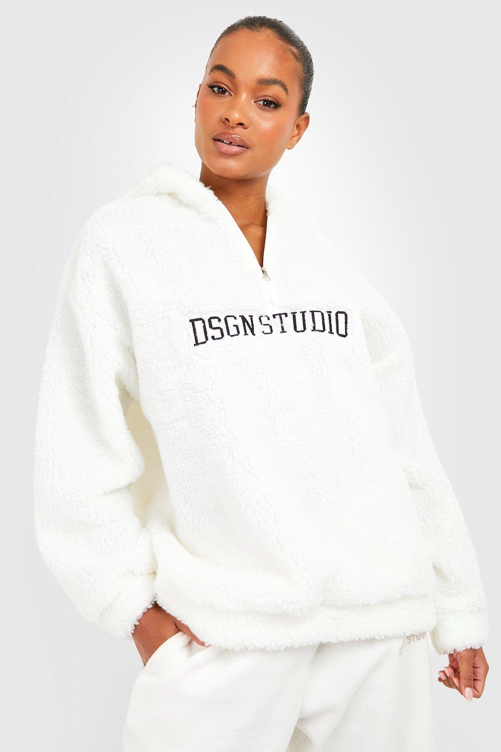 Tall Premium Borg Half Zip Oversized Hoodie boohoo