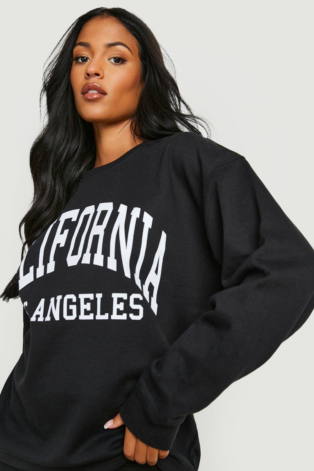 Black Tall Varsity California Print Sweatshirt