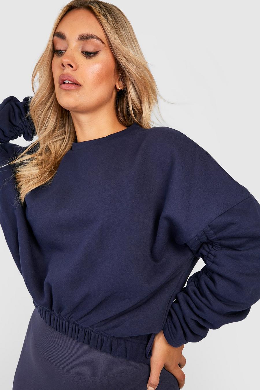 Grande taille - Sweat à manches froncées, Navy image number 1