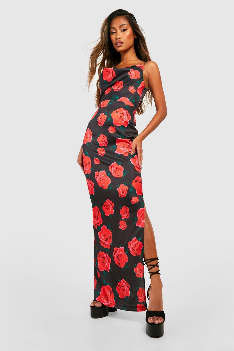 Floral Asymmetric Maxi Slip Dress | boohoo