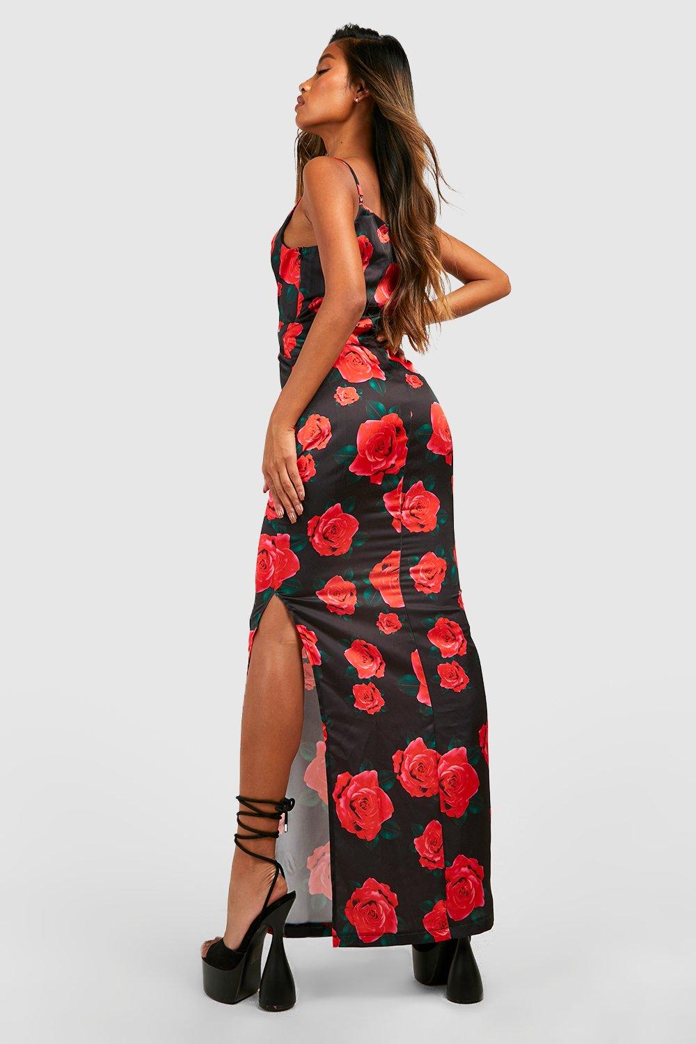 Floral Asymmetric Maxi Slip Dress