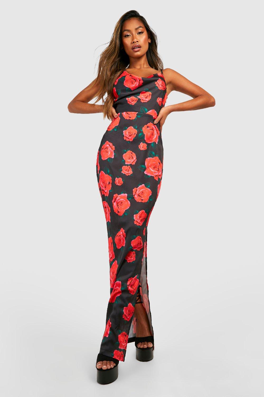 Floral Asymmetric Maxi Slip Dress