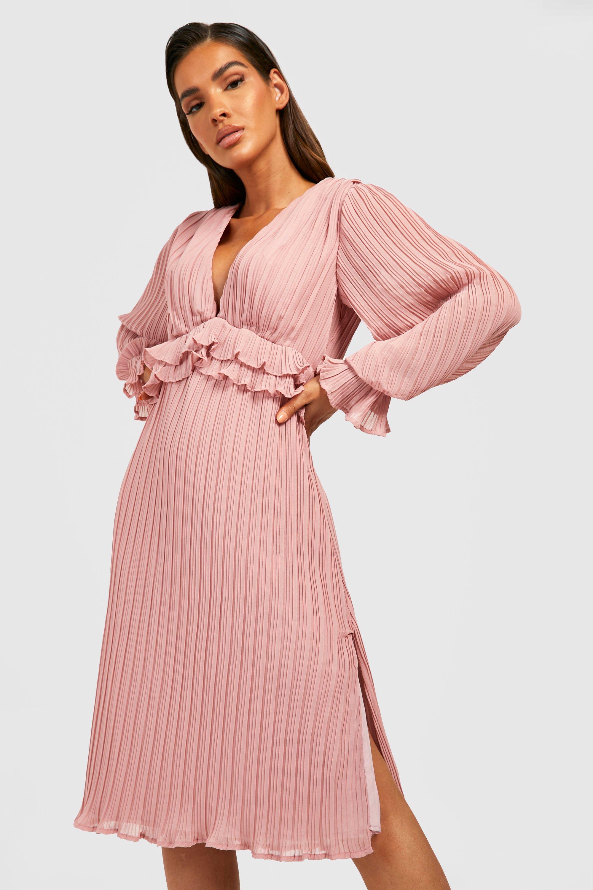 Pleated crop 2024 top midi dress