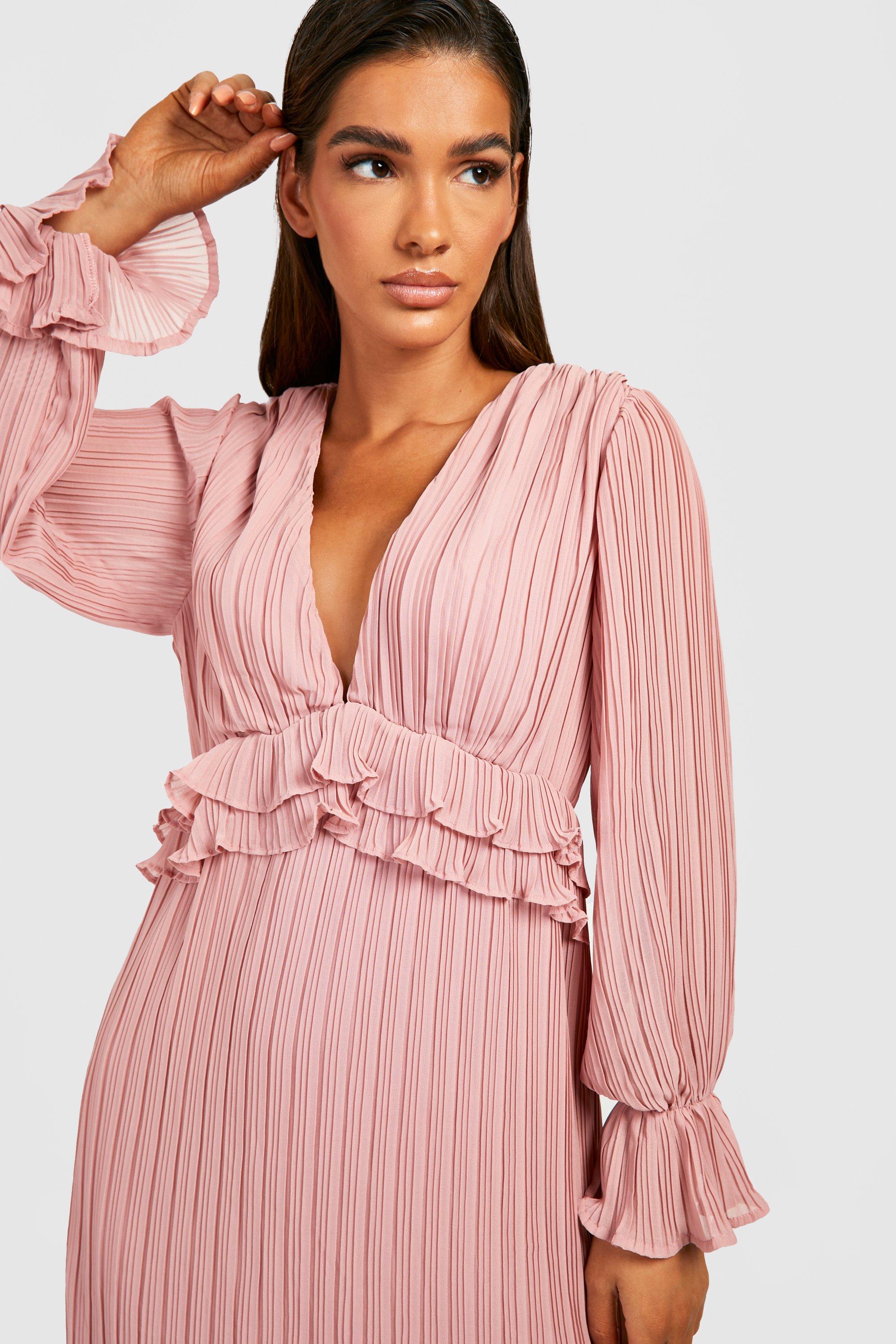 Pleated frill shop gown