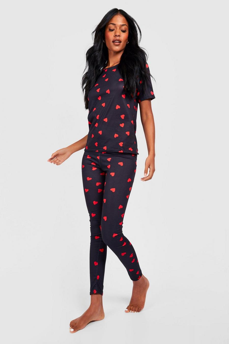 Tall - Pyjama à imprimé cœurs avec pantalon, Black image number 1