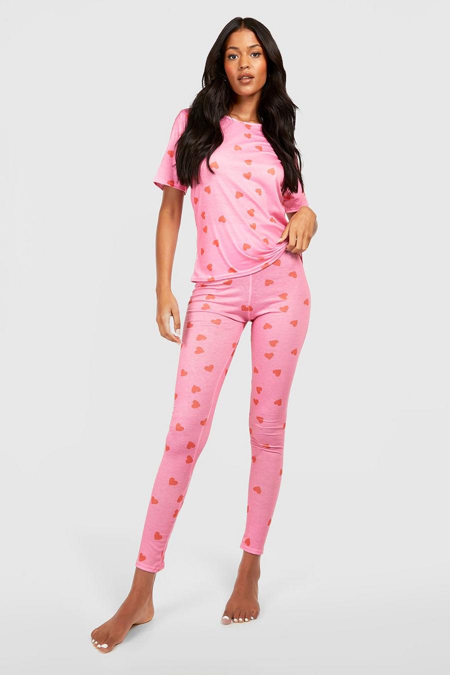 Pijama Tall de pantalón largo con corazones, Pink image number 1