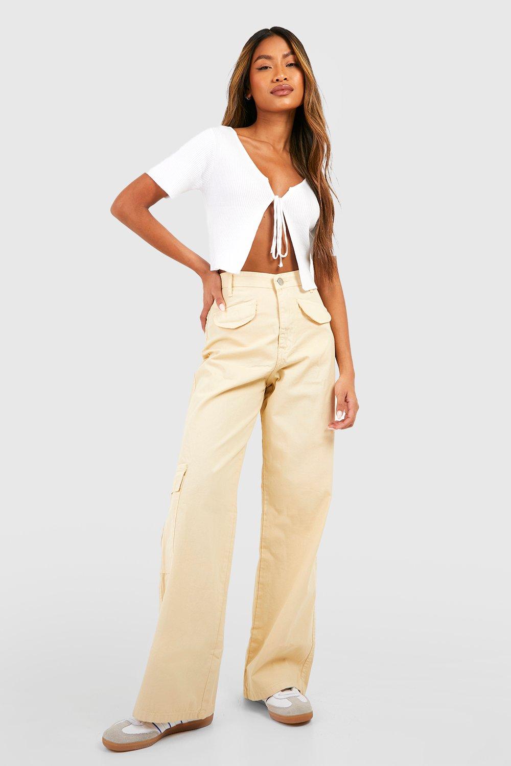 Twill Wide-Leg Khakis