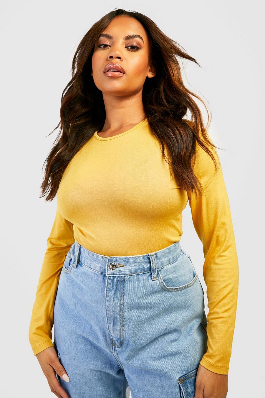 Mustard Plus Round Neck Long Sleeve Top image number 1