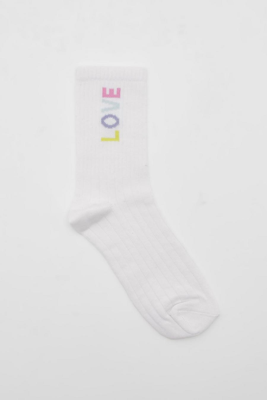 White Single Love Sport Socks  image number 1