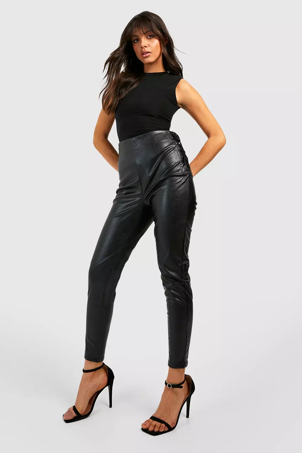 Leather look trousers sales very