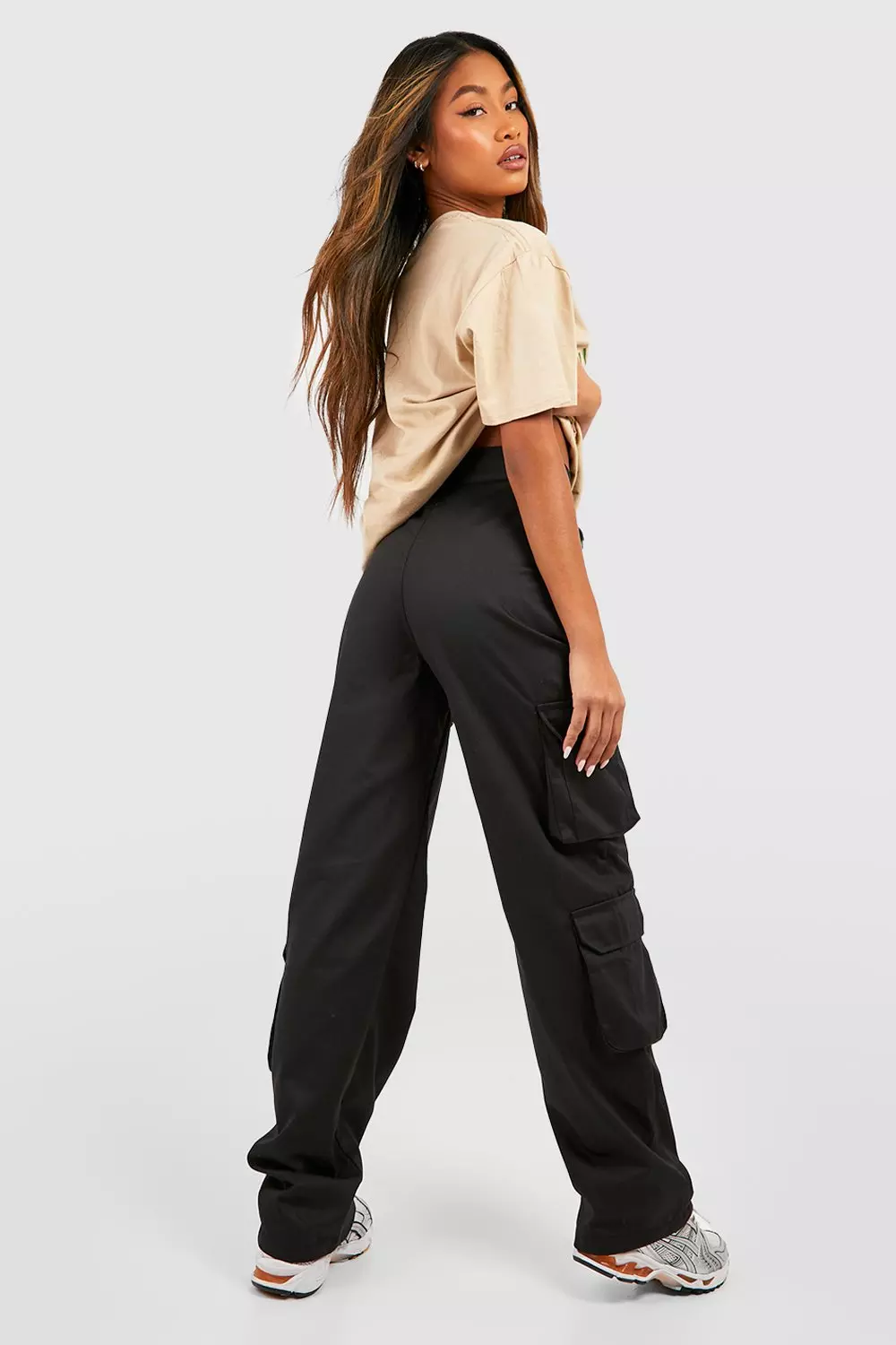 Women's High Waisted Straight Fit Cargo Pants