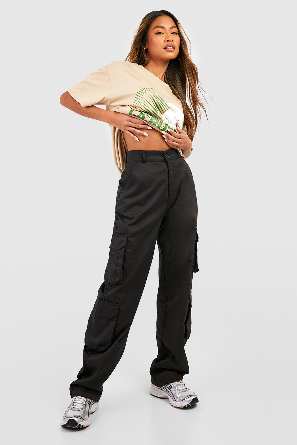 Women's High Waisted Straight Fit Cargo Pants