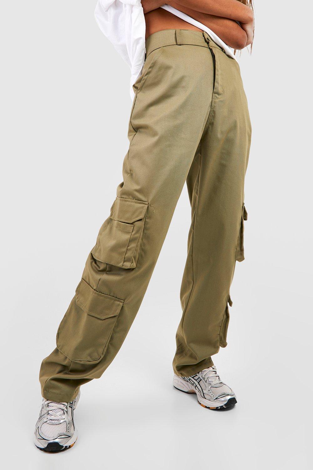 Women's High Waisted Straight Fit Cargo Pants