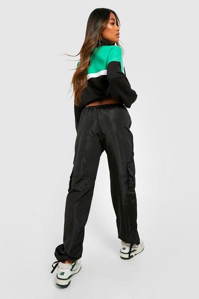 boohoo black Ruched Detail Cargo Pants