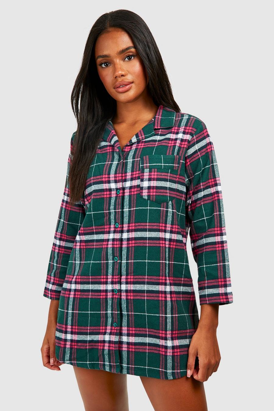 Green Flannel Sleep Shirt image number 1