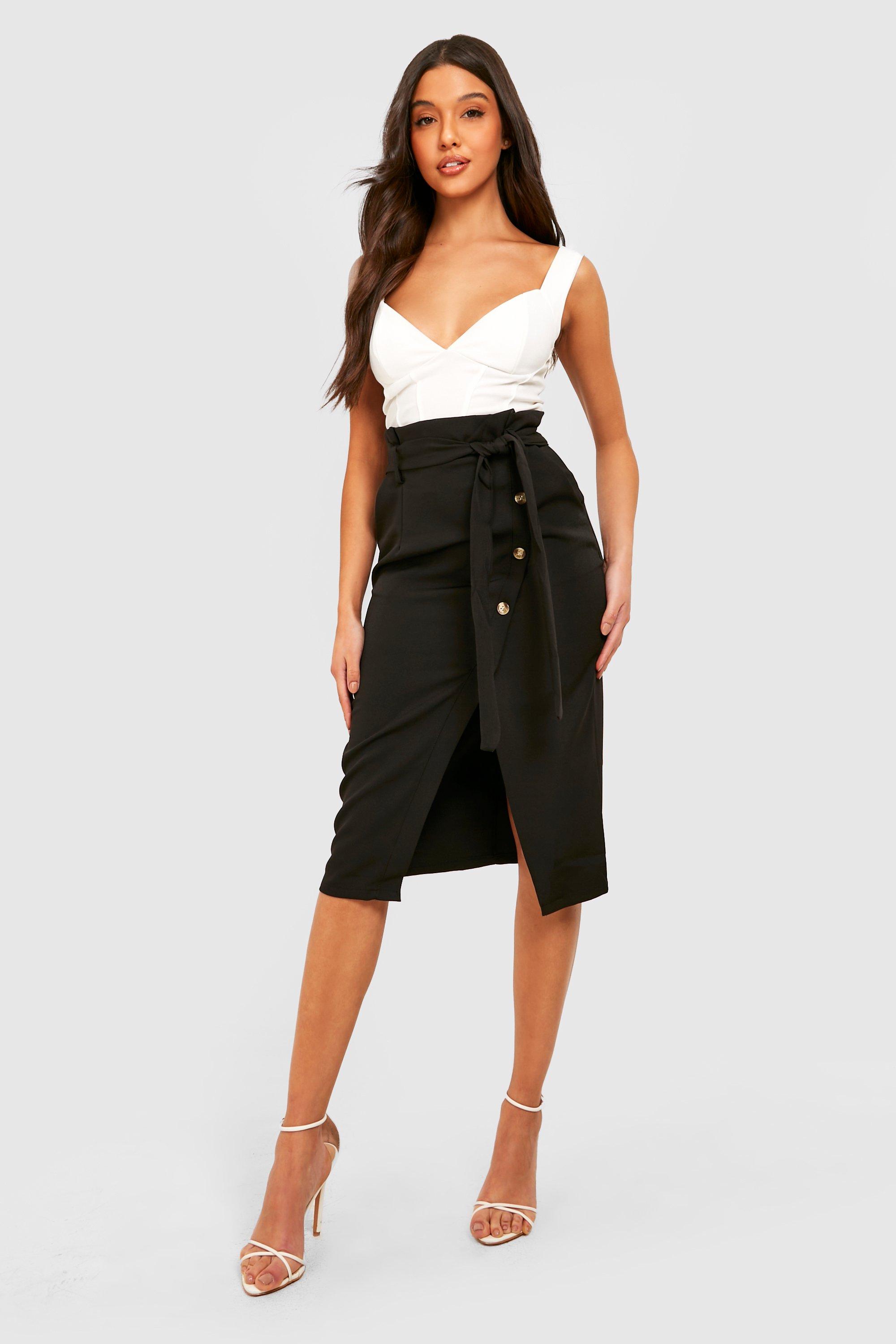 Button down 2025 skirt with bow