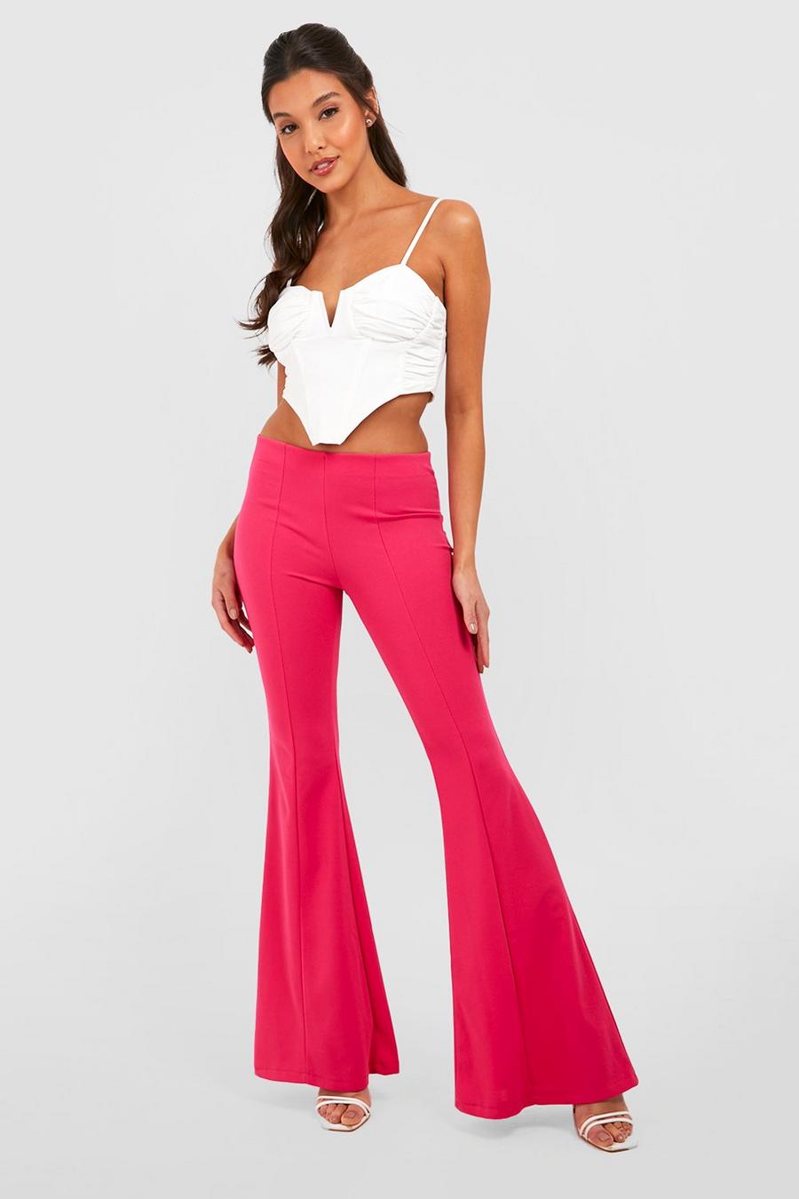 Pink Extreme Flared Pull On Trousers image number 1