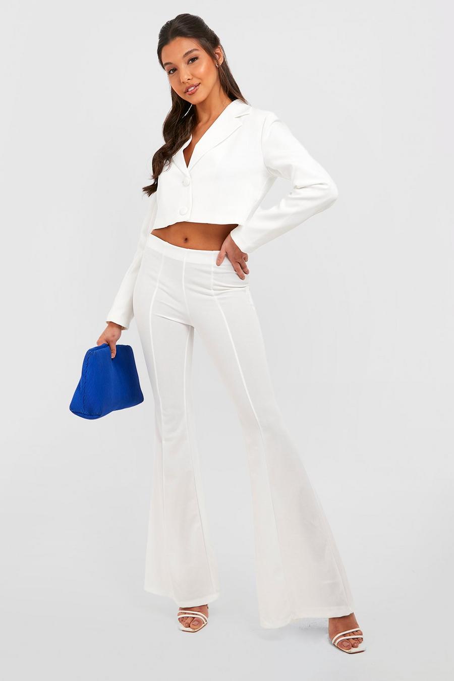 White Extreme Flared Pull On Pants image number 1