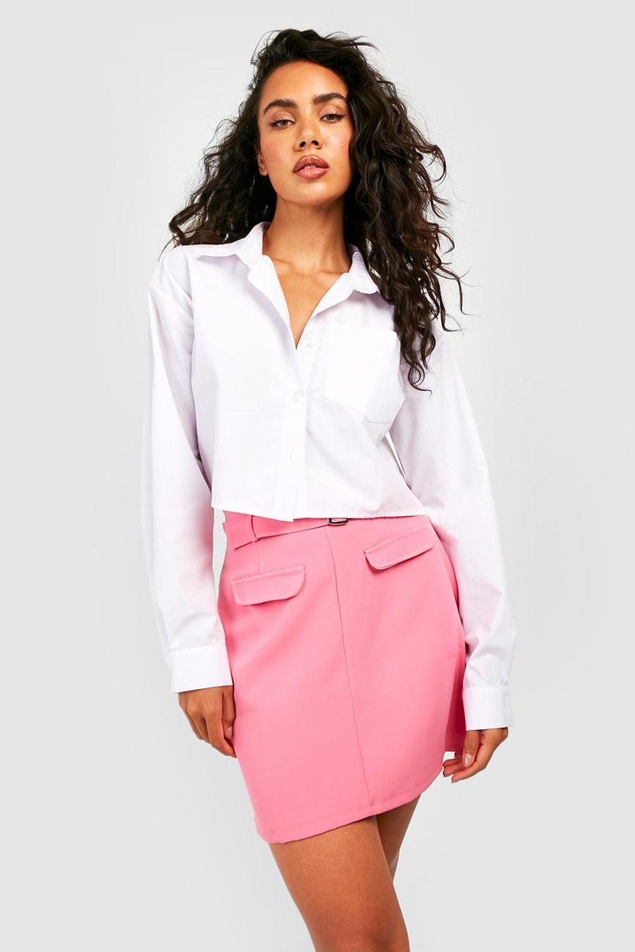 Pink Belted Cargo Micro Mini Skirt image number 1