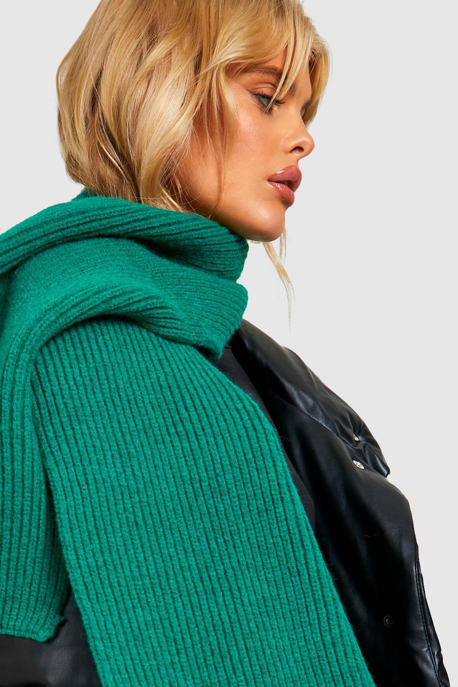 Green Basic Ribbed Scarf image number 1