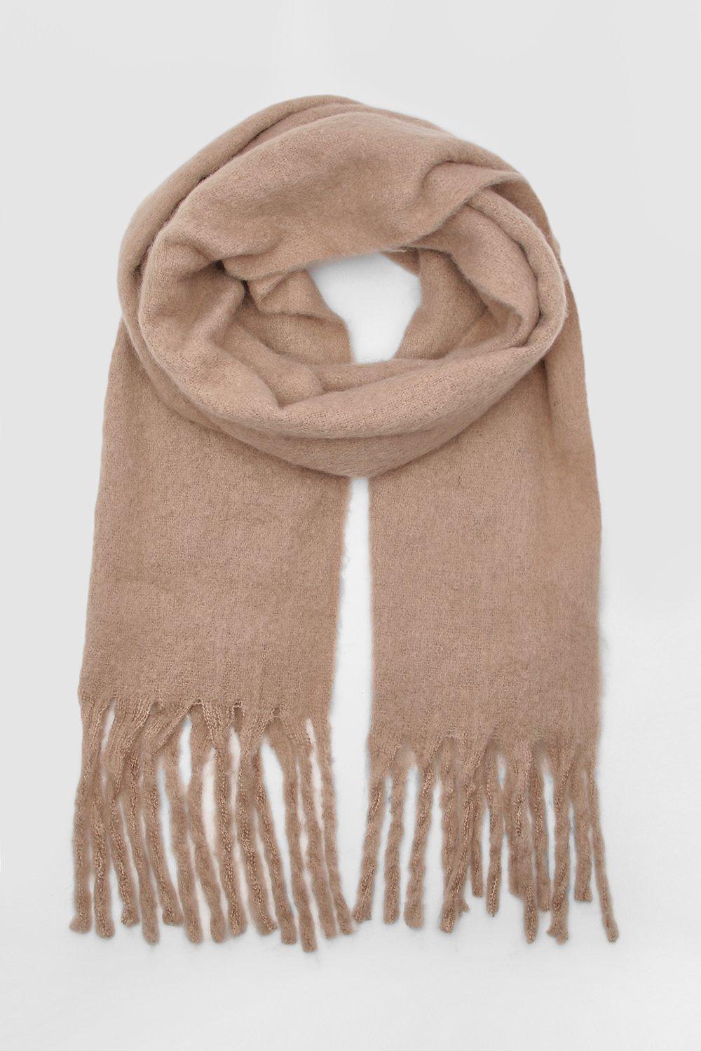 Basic Brushed Fringe Chunky Scarf | boohoo USA Basic Brushed Fringe Chunky Scarf | boohoo USA