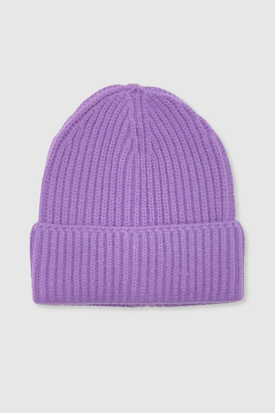 Purple Basic Ribbed Docker Hat 
