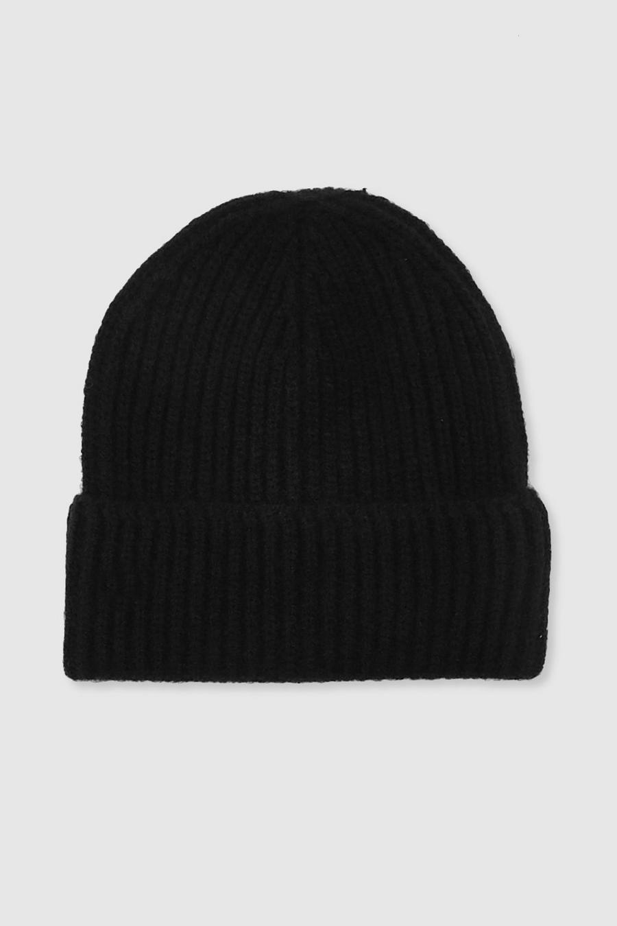 Black Basic Ribbed Docker Hat