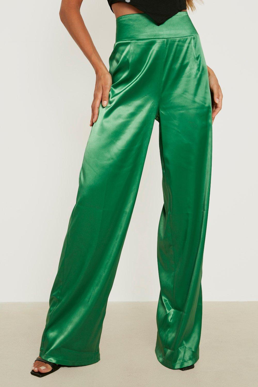 Wide-Leg High-Rise Satin Pant, Regular