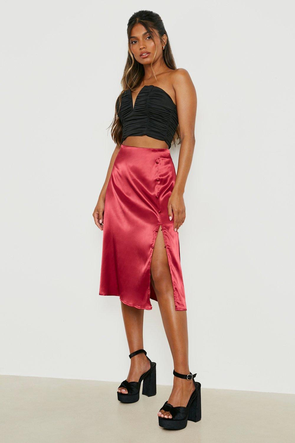 Silk midi outlet skirt boohoo