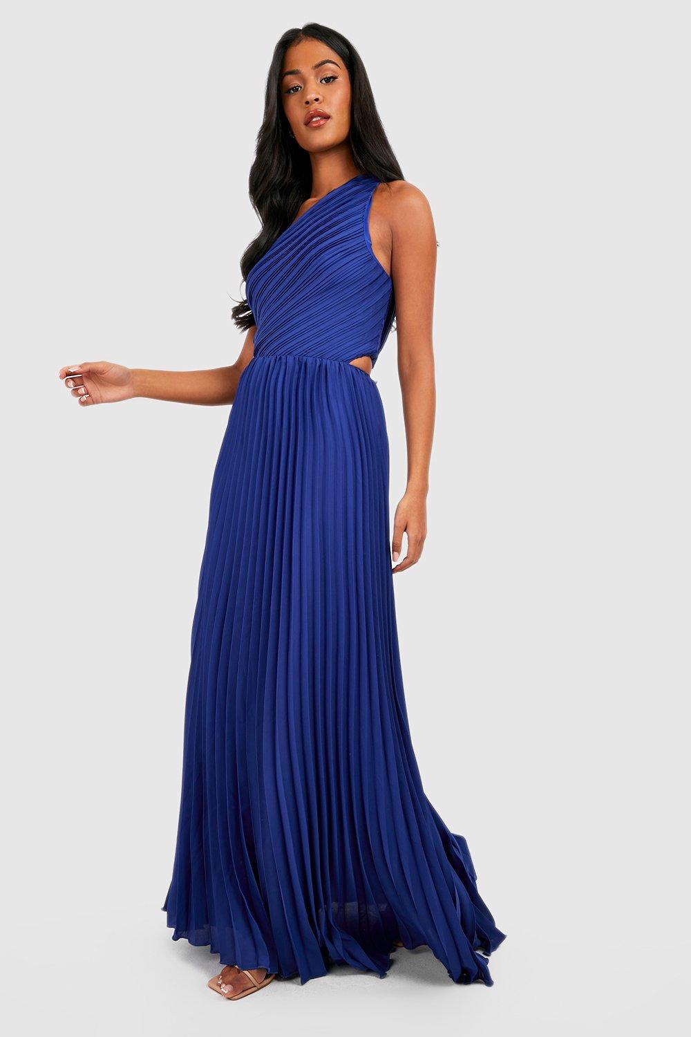 One shoulder best sale navy maxi dress