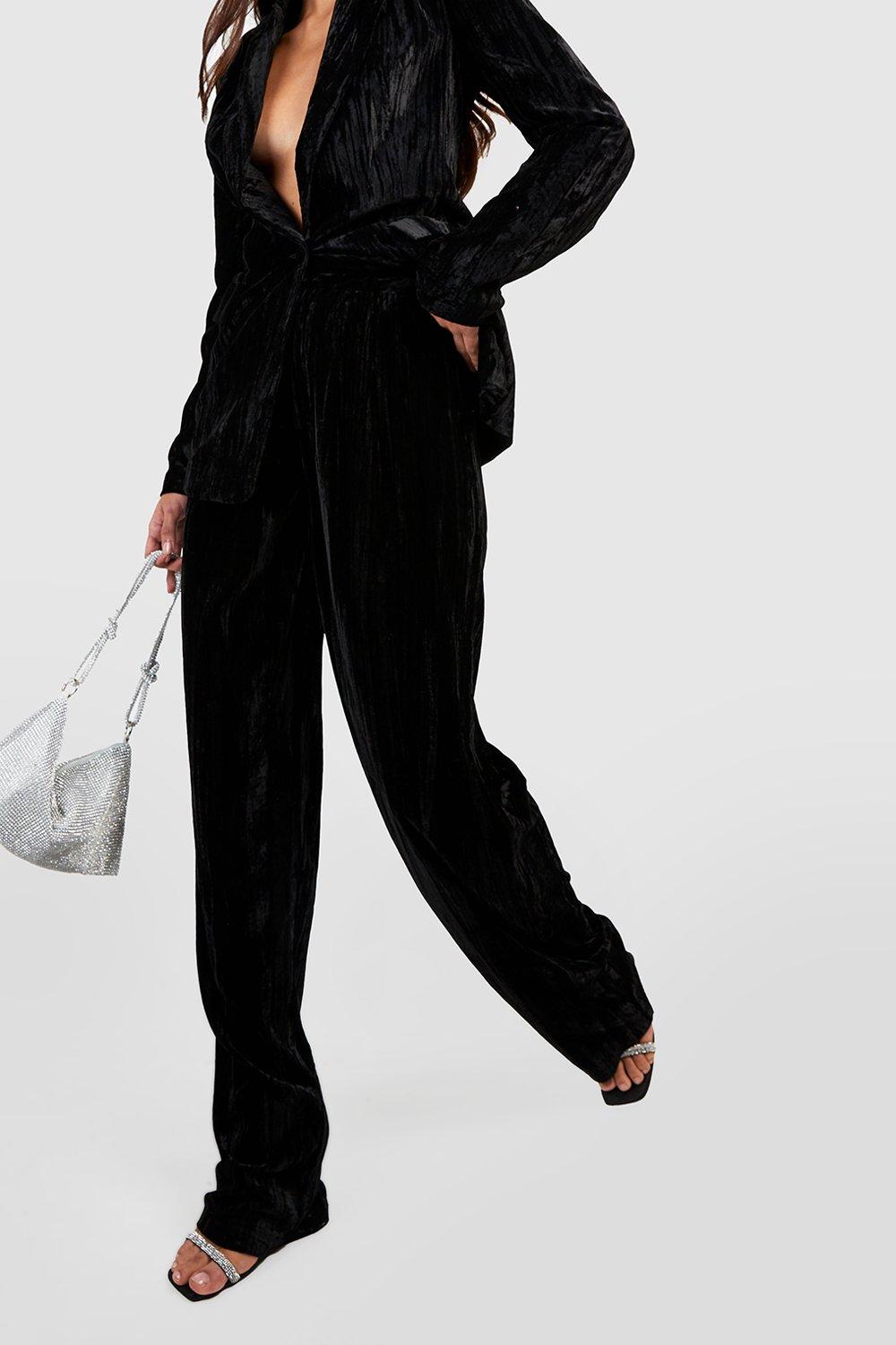 boohoo Plus Wide Leg Velvet Pants