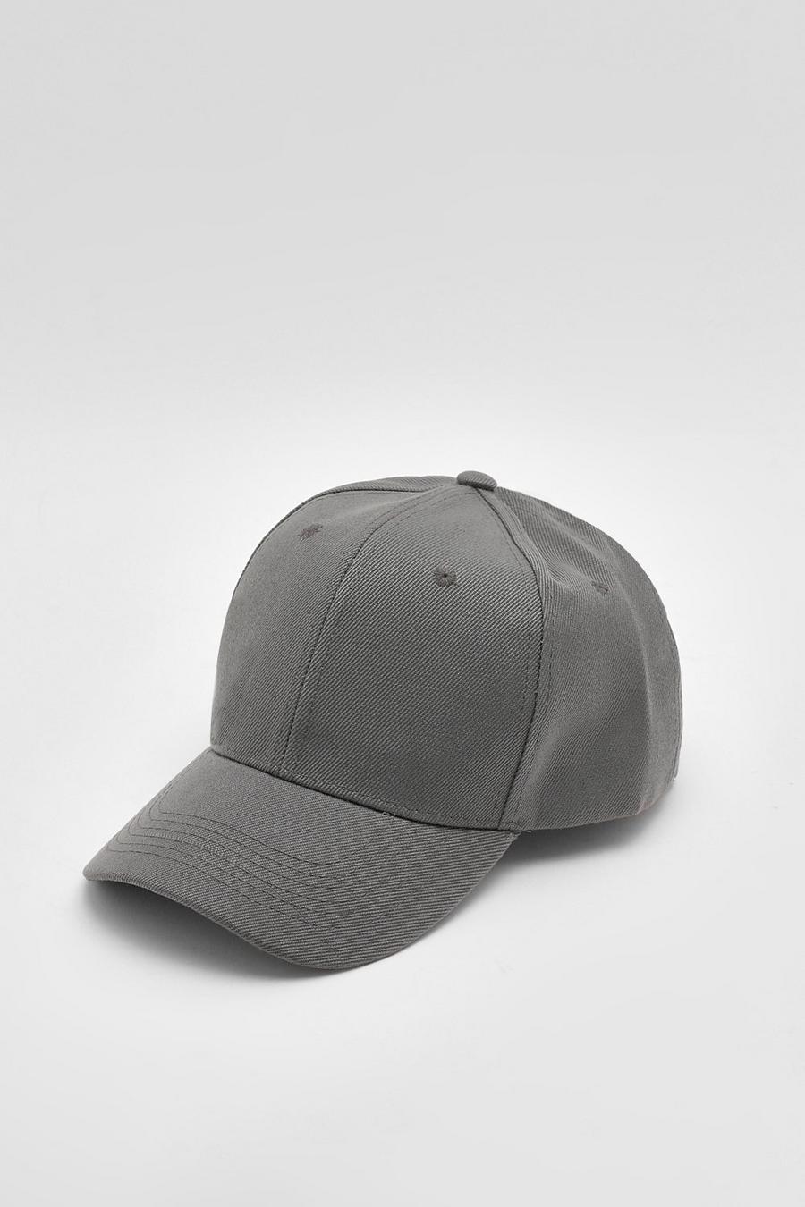 Cappello da baseball in tinta unita grigio scuro, Dark grey image number 1