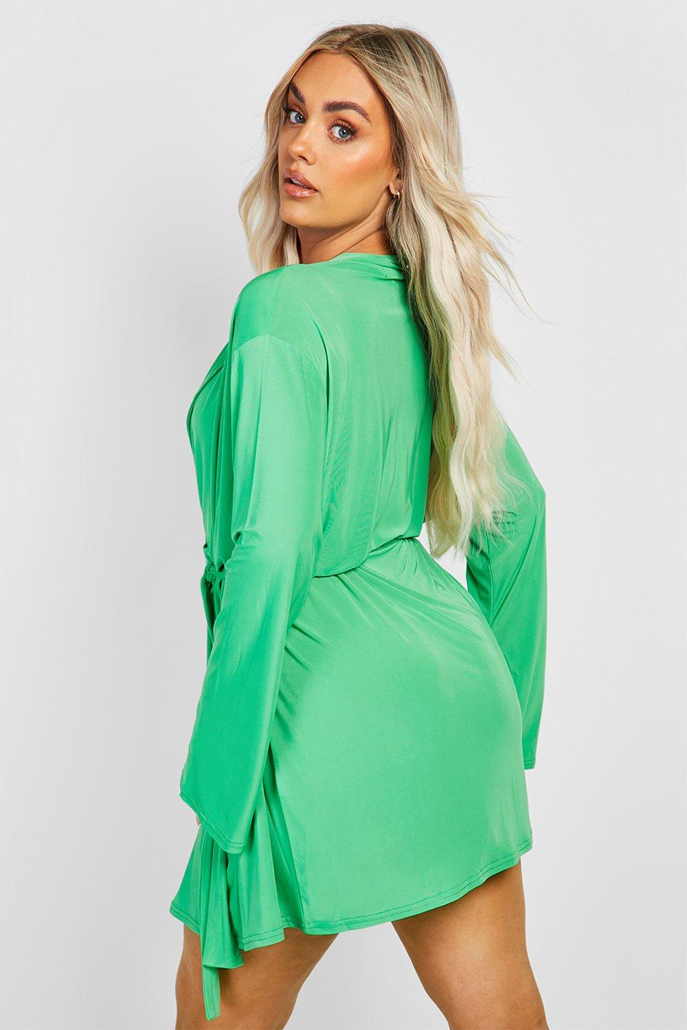 Boohoo green hotsell wrap dress