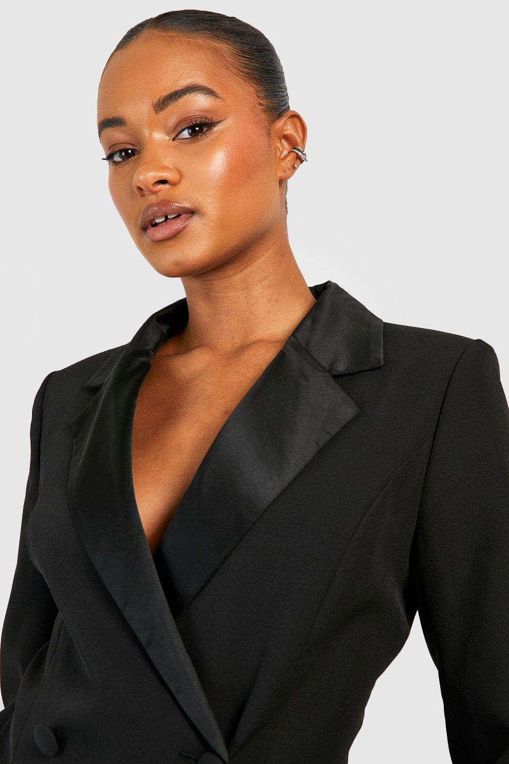 Black blazer 2024 with silk collar