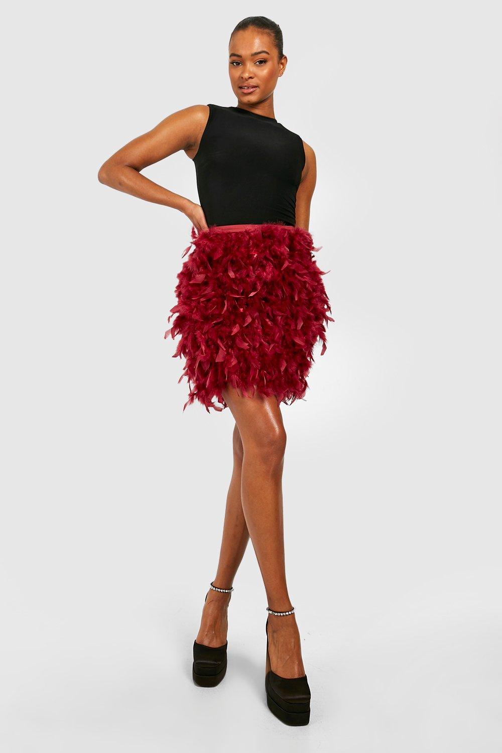 Feather skirt outlet boohoo