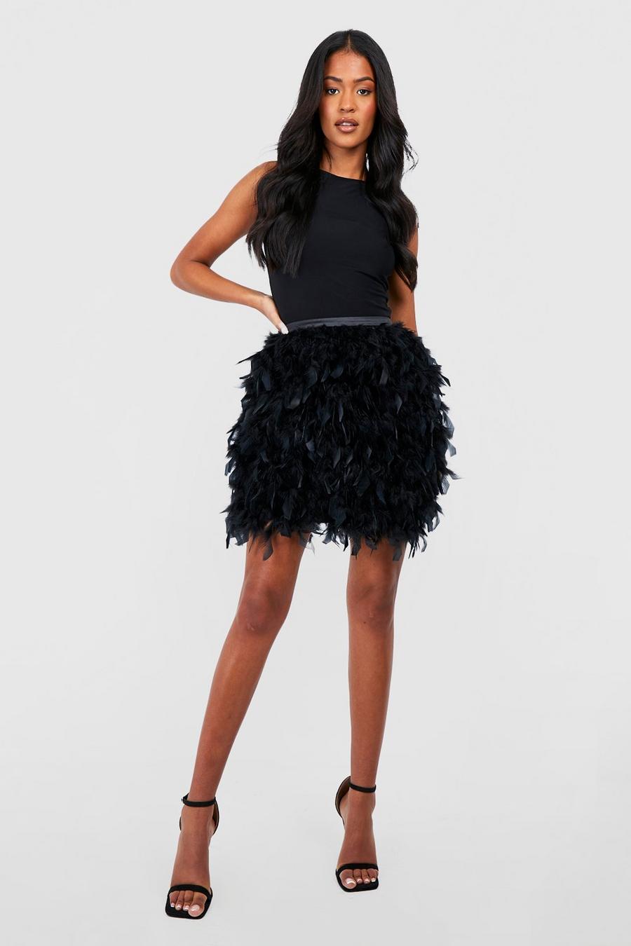 Minifalda Tall de plumas, Black image number 1