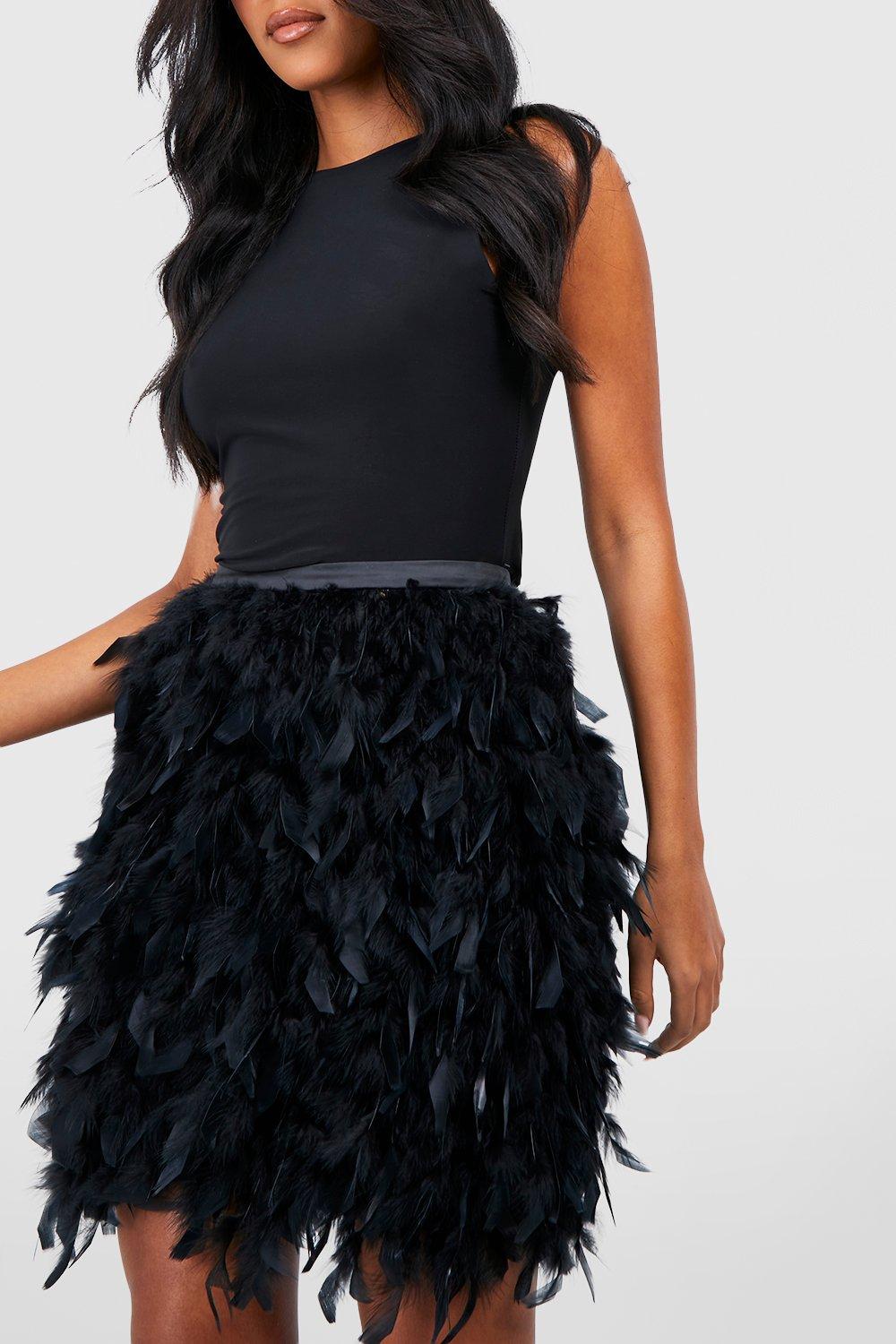 Tall Fluffy Feather Mini Skirt