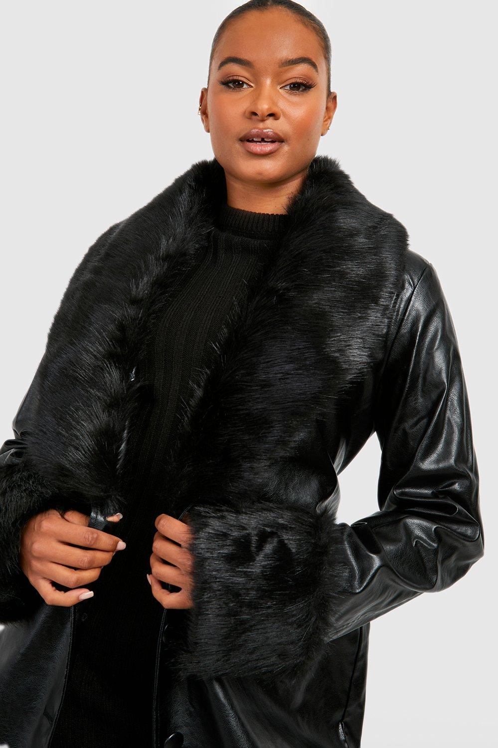 Long fur trench discount coat